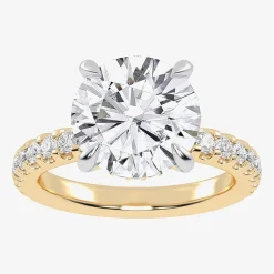 (G-H / Si1-Si2) Womens 2 1/4 CT. T.W. Lab Grown White Diamond 14K Gold Round Side Stone Engagement Ring