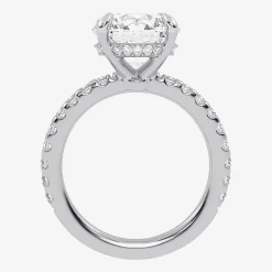 (G-H / Si1-Si2) Womens 2 1/4 CT. T.W. Lab Grown White Diamond 14K Gold Round Side Stone Engagement Ring