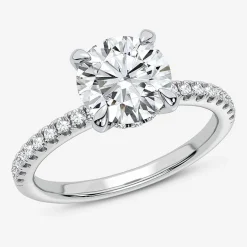 (G-H / Si1-Si2) Womens 2 1/4 CT. T.W. Lab Grown White Diamond 14K Gold Round Side Stone Engagement Ring