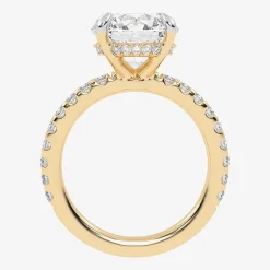 (G-H / Si1-Si2) Womens 2 1/4 CT. T.W. Lab Grown White Diamond 14K Gold Round Side Stone Engagement Ring