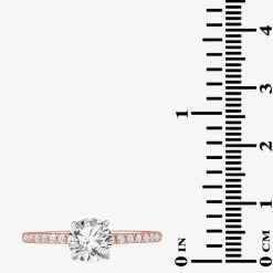 (G-H / Si1-Si2) Womens 2 1/4 CT. T.W. Lab Grown White Diamond 14K Gold Round Side Stone Engagement Ring