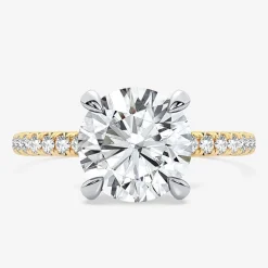 (G-H / Si1-Si2) Womens 2 1/4 CT. T.W. Lab Grown White Diamond 14K Gold Round Side Stone Engagement Ring