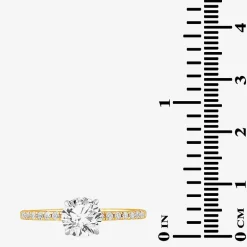 (G-H / Si1-Si2) Womens 2 1/4 CT. T.W. Lab Grown White Diamond 14K Gold Round Side Stone Engagement Ring