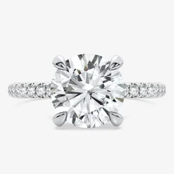 (G-H / Si1-Si2) Womens 2 1/4 CT. T.W. Lab Grown White Diamond 14K Gold Round Side Stone Engagement Ring