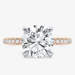 (G-H / Si1-Si2) Womens 2 1/4 CT. T.W. Lab Grown White Diamond 14K Gold Round Side Stone Engagement Ring