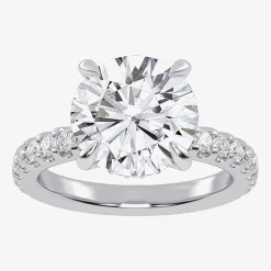 (G-H / Si1-Si2) Womens 2 1/4 CT. T.W. Lab Grown White Diamond 14K Gold Round Side Stone Engagement Ring