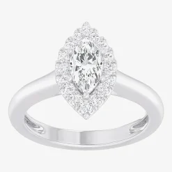 (G-H/SI1-SI2) Womens 1 CT. T.W. Lab Grown White Diamond 10K Gold Marquise Halo Engagement Ring
