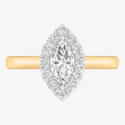 (G-H/SI1-SI2) Womens 1 CT. T.W. Lab Grown White Diamond 10K Gold Marquise Halo Engagement Ring