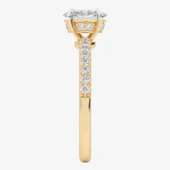 (G-H /  Si1-Si2) Womens 1 CT. T.W. Lab Grown White Diamond 10K Gold Oval Side Stone Engagement Ring