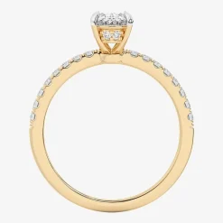 (G-H /  Si1-Si2) Womens 1 CT. T.W. Lab Grown White Diamond 10K Gold Oval Side Stone Engagement Ring