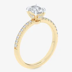 (G-H /  Si1-Si2) Womens 1 CT. T.W. Lab Grown White Diamond 10K Gold Oval Side Stone Engagement Ring