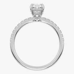 (G-H /  Si1-Si2) Womens 1 CT. T.W. Lab Grown White Diamond 10K Gold Oval Side Stone Engagement Ring