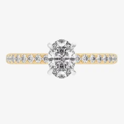 (G-H /  Si1-Si2) Womens 1 CT. T.W. Lab Grown White Diamond 10K Gold Oval Side Stone Engagement Ring