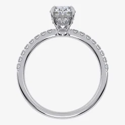 (G-H /  Si1-Si2) Womens 1 CT. T.W. Lab Grown White Diamond 10K Gold Oval Side Stone Engagement Ring