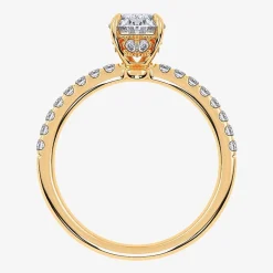 (G-H /  Si1-Si2) Womens 1 CT. T.W. Lab Grown White Diamond 10K Gold Oval Side Stone Engagement Ring