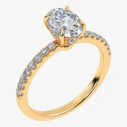 (G-H /  Si1-Si2) Womens 1 CT. T.W. Lab Grown White Diamond 10K Gold Oval Side Stone Engagement Ring