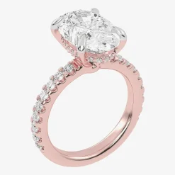 (G-H / Si1-Si2) Womens 2 1/4 CT. T.W. Lab Grown White Diamond 14K Gold Oval Side Stone Engagement Ring