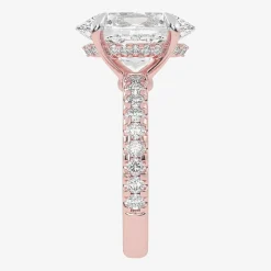 (G-H / Si1-Si2) Womens 2 1/4 CT. T.W. Lab Grown White Diamond 14K Gold Oval Side Stone Engagement Ring