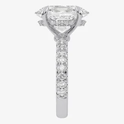 (G-H / Si1-Si2) Womens 2 1/4 CT. T.W. Lab Grown White Diamond 14K Gold Oval Side Stone Engagement Ring
