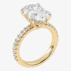 (G-H / Si1-Si2) Womens 2 1/4 CT. T.W. Lab Grown White Diamond 14K Gold Oval Side Stone Engagement Ring
