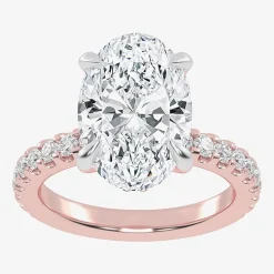 (G-H / Si1-Si2) Womens 2 1/4 CT. T.W. Lab Grown White Diamond 14K Gold Oval Side Stone Engagement Ring