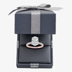 (G-H / Si1-Si2) Womens 2 1/4 CT. T.W. Lab Grown White Diamond 14K Gold Oval Side Stone Engagement Ring