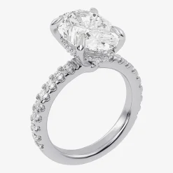 (G-H / Si1-Si2) Womens 2 1/4 CT. T.W. Lab Grown White Diamond 14K Gold Oval Side Stone Engagement Ring