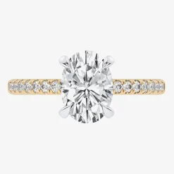 (G-H / Si1-Si2) Womens 2 1/4 CT. T.W. Lab Grown White Diamond 14K Gold Oval Side Stone Engagement Ring