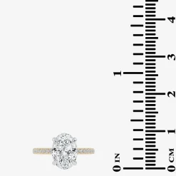 (G-H / Si1-Si2) Womens 2 1/4 CT. T.W. Lab Grown White Diamond 14K Gold Oval Side Stone Engagement Ring