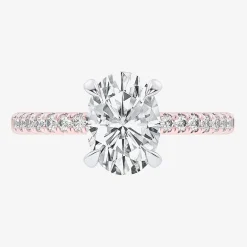 (G-H / Si1-Si2) Womens 2 1/4 CT. T.W. Lab Grown White Diamond 14K Gold Oval Side Stone Engagement Ring