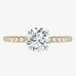 (G-H / Si1-Si2) Womens 1 CT. T.W. Lab Grown White Diamond 10K Gold Round Side Stone Engagement Ring