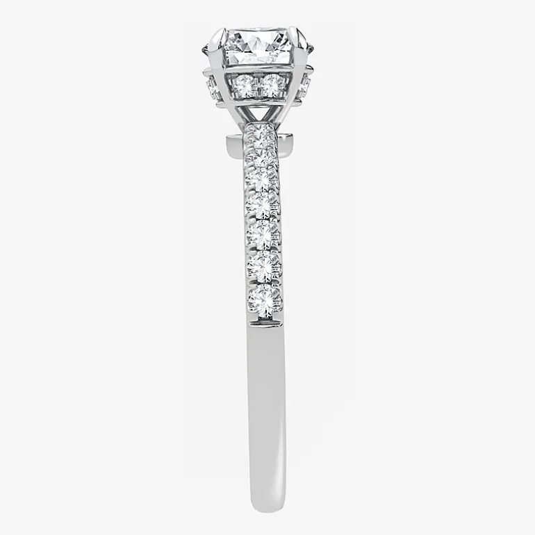 (G-H / Si1-Si2) Womens 1 CT. T.W. Lab Grown White Diamond 10K Gold Round Side Stone Engagement Ring