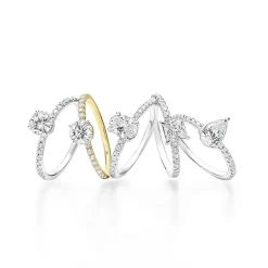 (G-H / Si1-Si2) Womens 1 CT. T.W. Lab Grown White Diamond 10K Gold Round Side Stone Engagement Ring