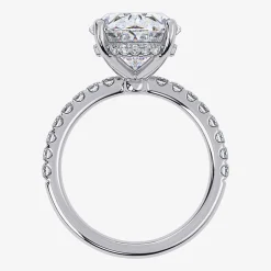 (G-H / Si1-Si2) Womens 5 1/2 CT. T.W. Lab Grown White Diamond 14K Gold Oval Side Stone Engagement Ring