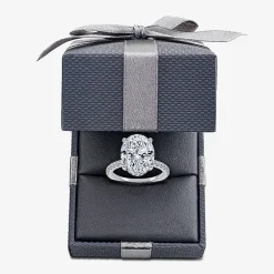 (G-H / Si1-Si2) Womens 5 1/2 CT. T.W. Lab Grown White Diamond 14K Gold Oval Side Stone Engagement Ring