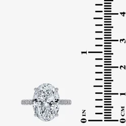 (G-H / Si1-Si2) Womens 5 1/2 CT. T.W. Lab Grown White Diamond 14K Gold Oval Side Stone Engagement Ring