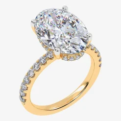 (G-H / Si1-Si2) Womens 5 1/2 CT. T.W. Lab Grown White Diamond 14K Gold Oval Side Stone Engagement Ring