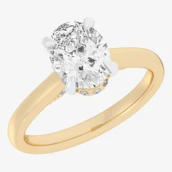 (G-H / Si1-Si2) Womens 2 1/5 CT. T.W. Lab Grown White Diamond 14K Gold Oval Engagement Ring