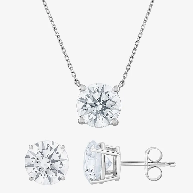 (G-H, Si2) Womens 5 CT. T.W. Lab-Grown Diamond 10K Gold Round 2-pc. Jewelry Set