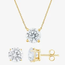 (G-H, Si2) Womens 5 CT. T.W. Lab-Grown Diamond 10K Gold Round 2-pc. Jewelry Set