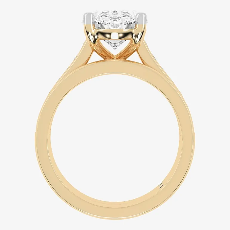 (G-H / Vs2-Si1) Womens 4 CT. T.W. Lab Grown White Diamond 14K Gold Oval Side Stone Bridal Set