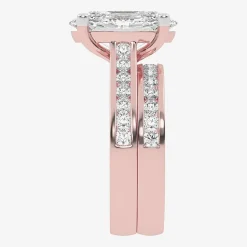 (G-H / Vs2-Si1) Womens 4 CT. T.W. Lab Grown White Diamond 14K Gold Oval Side Stone Bridal Set