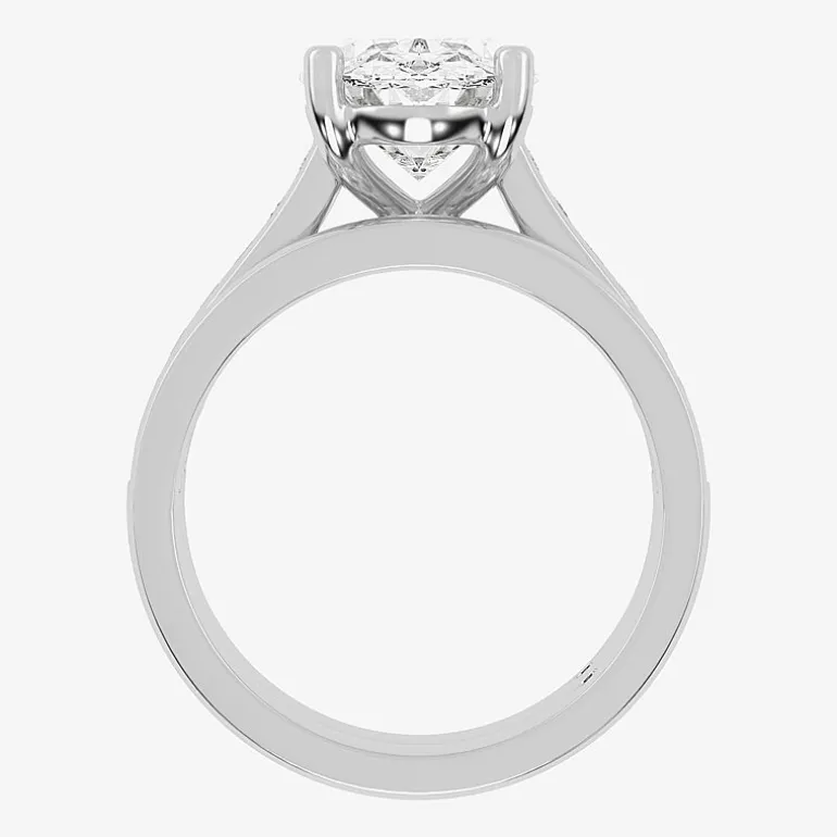 (G-H / Vs2-Si1) Womens 4 CT. T.W. Lab Grown White Diamond 14K Gold Oval Side Stone Bridal Set