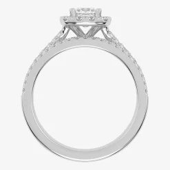 (G-H / Vs2-Si1) Womens 1 CT. T.W. Lab Grown White Diamond 10K Gold Cushion Side Stone Halo Bridal Set