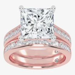 (G-H / Vs2-Si1) Womens 4 CT. T.W. Lab Grown White Diamond 14K Gold Side Stone Bridal Set
