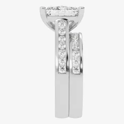 (G-H / Vs2-Si1) Womens 4 CT. T.W. Lab Grown White Diamond 14K Gold Side Stone Bridal Set