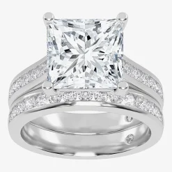 (G-H / Vs2-Si1) Womens 4 CT. T.W. Lab Grown White Diamond 14K Gold Side Stone Bridal Set