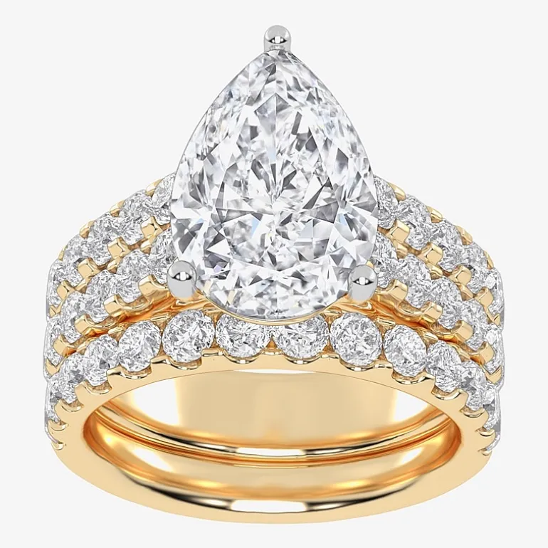 (G-H / Vs2-Si1) Womens 7 Ct.T.W. Lab Grown White Diamond 14K Gold Side Stone Bridal Set