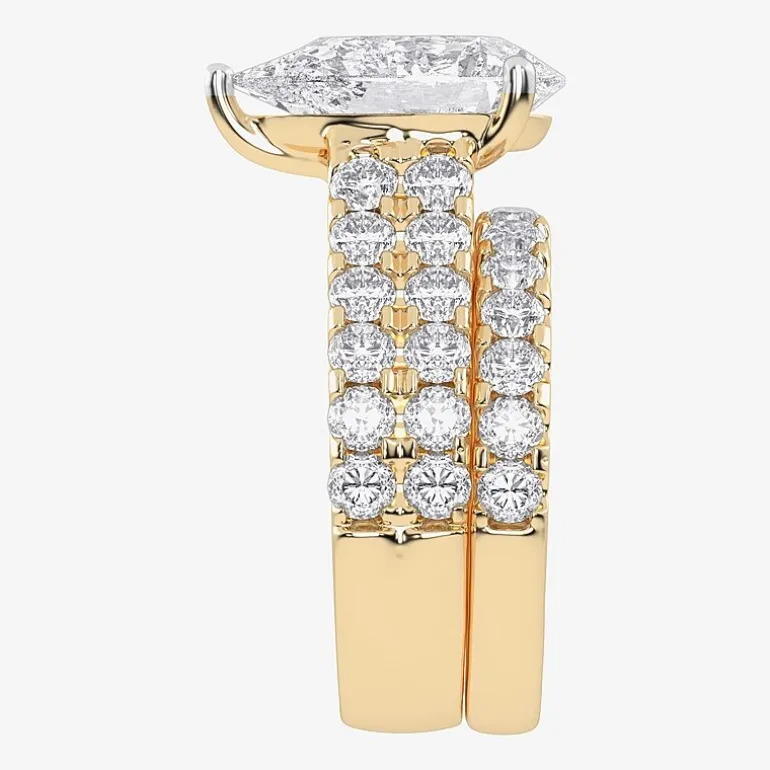 (G-H / Vs2-Si1) Womens 7 Ct.T.W. Lab Grown White Diamond 14K Gold Side Stone Bridal Set