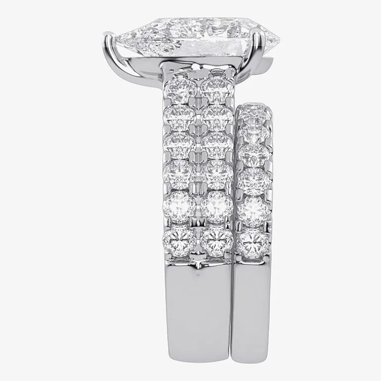 (G-H / Vs2-Si1) Womens 7 Ct.T.W. Lab Grown White Diamond 14K Gold Side Stone Bridal Set